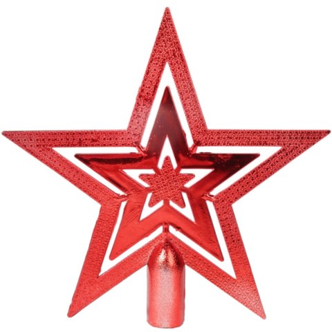 Plastikowa Gwiazda na Czubek Choinki - 19 cm CZERWONA