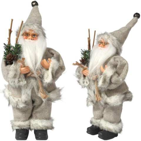 ŚWIĘTY MIKOŁAJ świąteczny FIGURKA skandynawski DEKORACJA ozdoba 24 cm szary