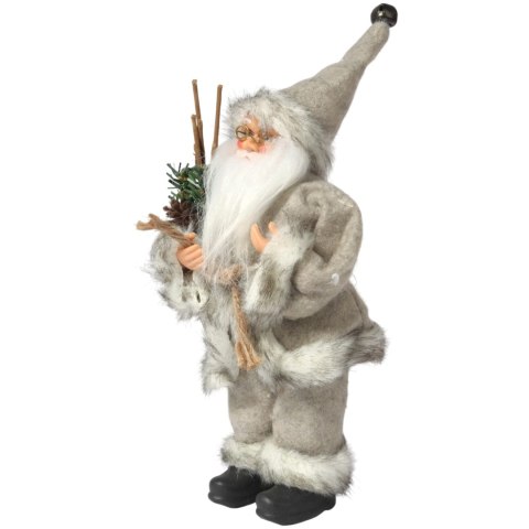 ŚWIĘTY MIKOŁAJ świąteczny FIGURKA skandynawski DEKORACJA ozdoba 24 cm szary