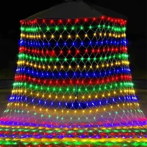 Siatka LED 3x3 M 240 LED Multikolor Lampki Choinkowe Zewnętrzna