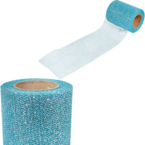 Turkusowa Organza Dekoracyjna na Szpuli, Szerokość 8 cm, Długość 10 m