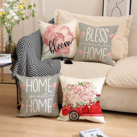 Poszewka na poduszkę 45 x 45 cm motyw wiosenny BOHO POD131