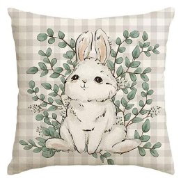 Lniana poszewka na poduszkę 45 x 45 cm motyw wiosenny KRÓLICZEK POD227