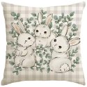 Lniana poszewka na poduszkę 45 x 45 cm motyw wiosenny KRÓLICZKI POD226