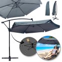 Parasol ogrodowy z oświetleniem SOLAR LED, wysięgnik i falbanka, grafitowy 3,5 m. OGP11SZ