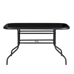 Duży szklany stół ogrodowy na taras balkon 120x70 czarny 6 osób