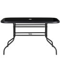Duży szklany stół ogrodowy na taras balkon 120x70 czarny otwór na parasol