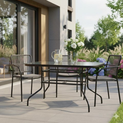 Duży szklany stół ogrodowy na taras balkon 120x70 transparentny 6 osób