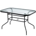 Duży szklany stół ogrodowy na taras balkon 120x70 transparentny otwór na parasol