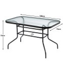 Duży szklany stół ogrodowy na taras balkon 120x70 transparentny otwór na parasol