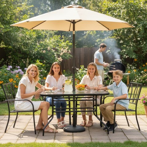 Duży szklany stół ogrodowy na taras balkon 120x70 transparentny otwór na parasol