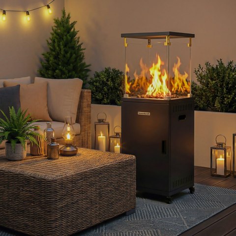 Parasol grzewczy gazowy ogrzewacz tarasowy promiennik z pokrowcem 13kW Bauerkraft