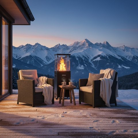 Parasol grzewczy gazowy ogrzewacz tarasowy promiennik z pokrowcem 13kW Bauerkraft