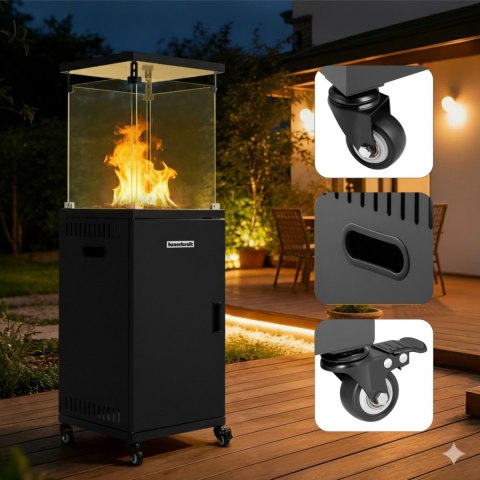 Parasol grzewczy gazowy ogrzewacz tarasowy promiennik z pokrowcem 13kW Bauerkraft