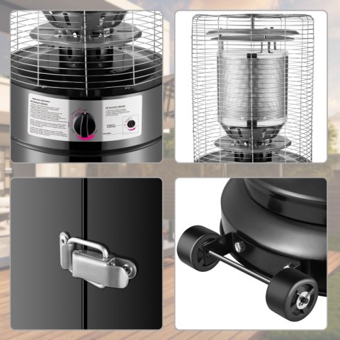 Parasol grzewczy gazowy ogrzewacz tarasowy promiennik z pokrowcem Bauerkraft