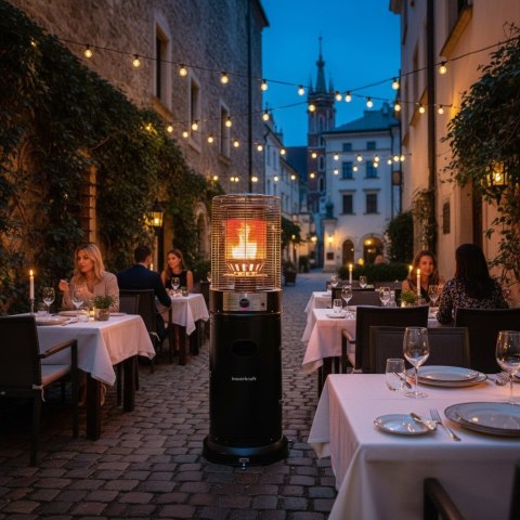 Parasol grzewczy gazowy ogrzewacz tarasowy promiennik z pokrowcem Bauerkraft