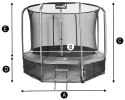 Trampolina Ogrodowa Jumpi 252cm/8FT Maxy Comfort Czarna Z Wewnętrzną Siatką