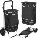 Wózek torba na zakupy na kółkach składany wodoodporny 42l odblaski czarny