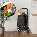 Wózek torba na zakupy na kółkach składany wodoodporny 42l odblaski czarny