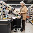 Wózek torba na zakupy na kółkach składany wodoodporny 42l odblaski czarny