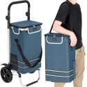 Wózek torba na zakupy na kółkach składany wodoodporny 42l odblaski niebieski