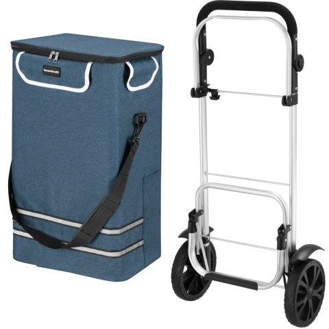 Wózek torba na zakupy na kółkach składany wodoodporny 42l odblaski niebieski