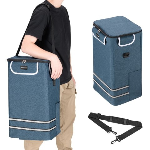 Wózek torba na zakupy na kółkach składany wodoodporny 42l odblaski niebieski