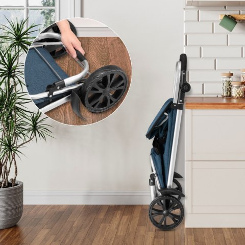 Wózek torba na zakupy na kółkach składany wodoodporny 42l odblaski niebieski