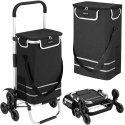 Wózek torba na zakupy na potrójnych kółkach składany 42l odblaski czarny