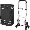 Wózek torba na zakupy na potrójnych kółkach składany 42l odblaski czarny