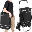 Wózek torba na zakupy na potrójnych kółkach składany 42l odblaski czarny