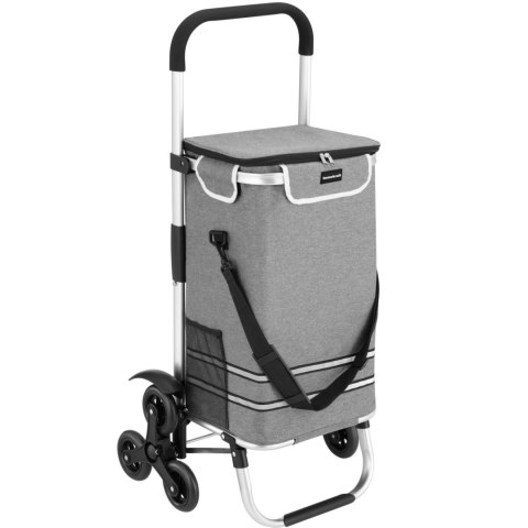 Wózek torba na zakupy na potrójnych kółkach składany 42l odblaski szary
