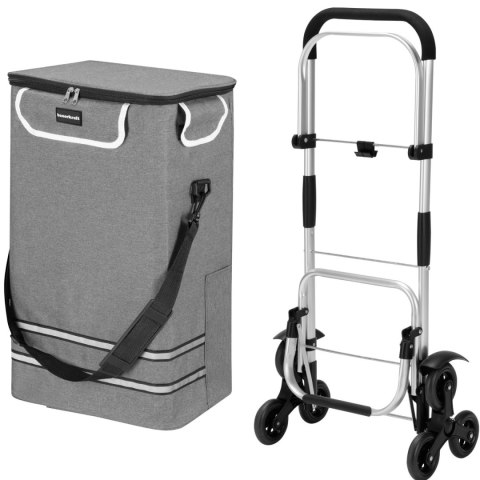 Wózek torba na zakupy na potrójnych kółkach składany 42l odblaski szary