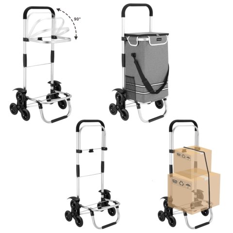 Wózek torba na zakupy na potrójnych kółkach składany 42l odblaski szary