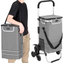 Wózek torba na zakupy na potrójnych kółkach składany 42l odblaski szary