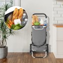 Wózek torba na zakupy na potrójnych kółkach składany 42l odblaski szary