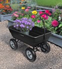 Wózek transportowy ogrodowy taczka wywrotka przyczepka rączka skrętne koła, czarny