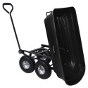 Wózek transportowy ogrodowy taczka wywrotka przyczepka rączka skrętne koła, czarny