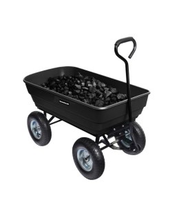 Wózek transportowy ogrodowy taczka wywrotka przyczepka rączka skrętne koła, zielony