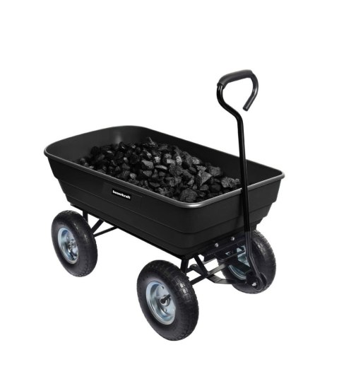 Wózek transportowy ogrodowy taczka wywrotka przyczepka rączka skrętne koła, zielony