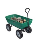 Wózek transportowy ogrodowy taczka wywrotka przyczepka rączka skrętne koła, zielony