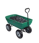 Wózek transportowy ogrodowy taczka wywrotka przyczepka rączka skrętne koła, zielony