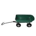 Wózek transportowy ogrodowy taczka wywrotka przyczepka rączka skrętne koła, zielony