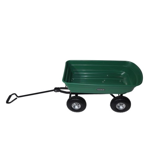 Wózek transportowy ogrodowy taczka wywrotka przyczepka rączka skrętne koła, zielony
