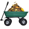 Wózek transportowy ogrodowy taczka wywrotka przyczepka rączka skrętne koła, zielony