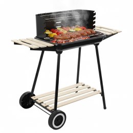 Grill węglowy ogrodowy na kółkach z 3 półkami