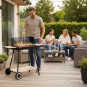 Grill węglowy ogrodowy na kółkach z 3 półkami