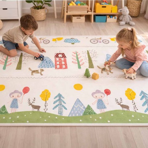 Mata edukacyjna piankowa dwustronna składana 150x200cm drzewa misie