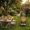 Palenisko trójnóg duży grill ogniskowy ogrodowy wiszący 2w1