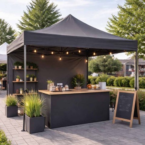 Pawilon ogrodowy LUARO namiot imprezowy handlowy altana 3x3 m czarny